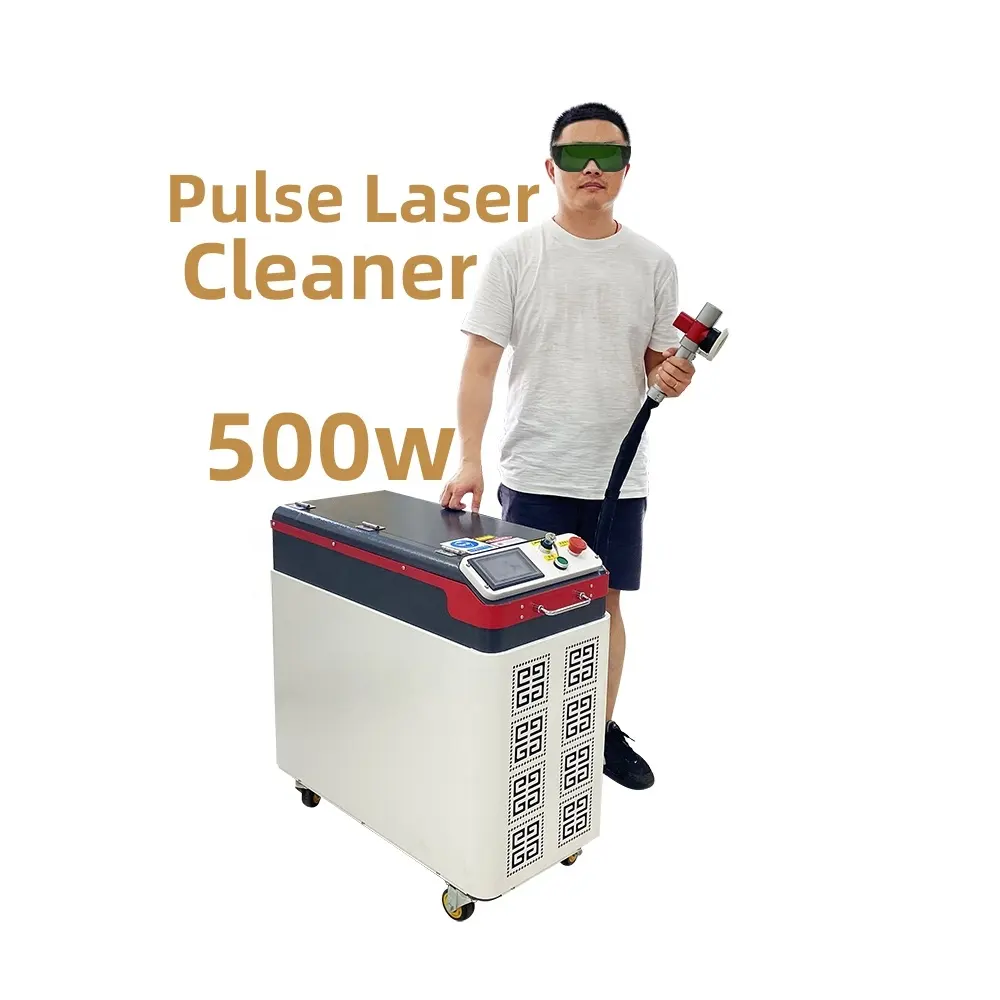 Machine de nettoyage au laser à impulsions 100w 200w 300w 500w pour l'élimination de l'huile d'oxyde de peinture du bois de pierre en métal