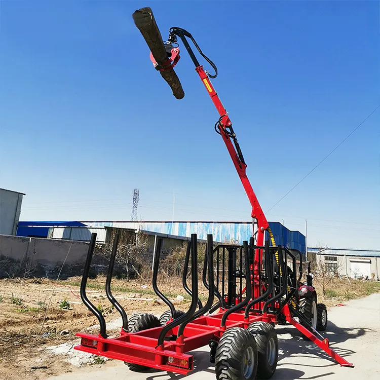 Günstigster Preis Wald anhänger 2ton 3ton Sattelzug Holzkran Holz anhänger mit Kran Holz lader zu verkaufen