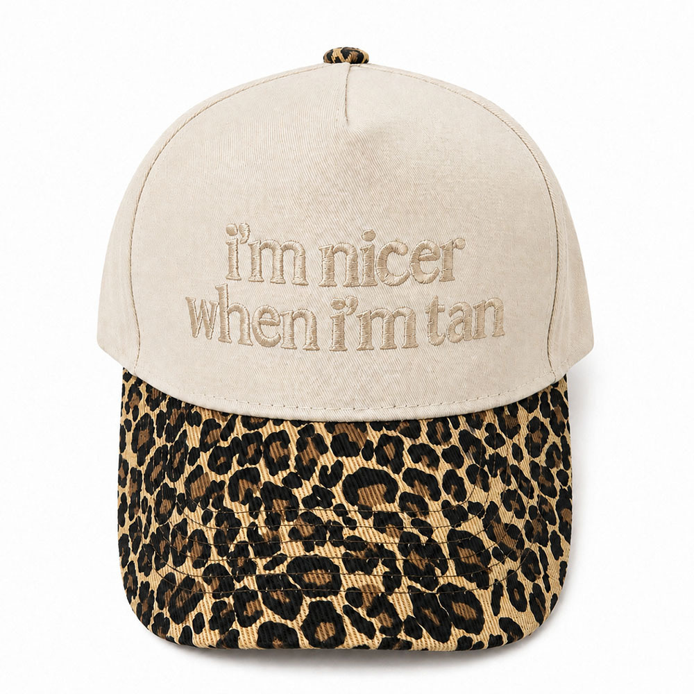 Leopard-print beige logo