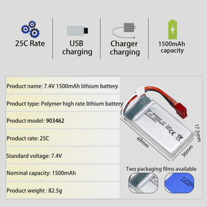 מפעל 903462 7.4V 1500mAh פולימר סוללות עבור <span class=keywords><strong>rc</strong></span> צעצוע רכב רכב חשמלי סירת lipo סוללה עבור drone