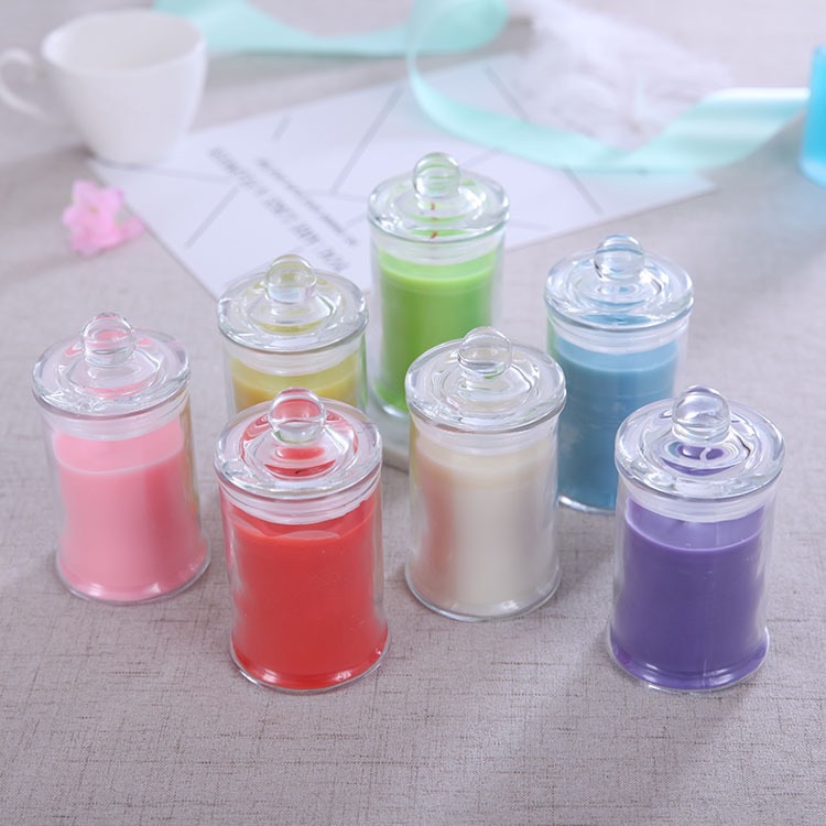Glass candle container with lid sealed glass cup candle holder tea glass jar