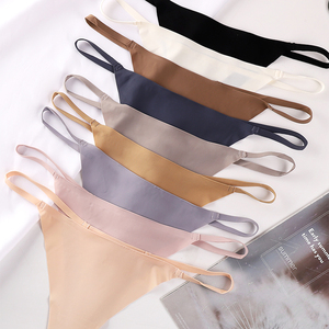Suave sólido alto elástico de baja altura sin rastro multicolor T-back Ropa Interior Femenina Tanga de mujer V-string personalizado Panty - Product Image 4