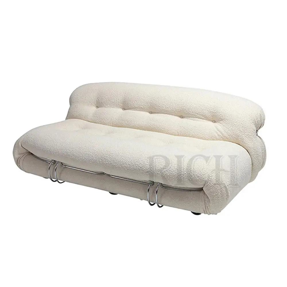 white love seat lamb wool boucle sofa mid century sheep skin teddy sofa fabric shearling lounge boucle 2 seat sherpa-sofa