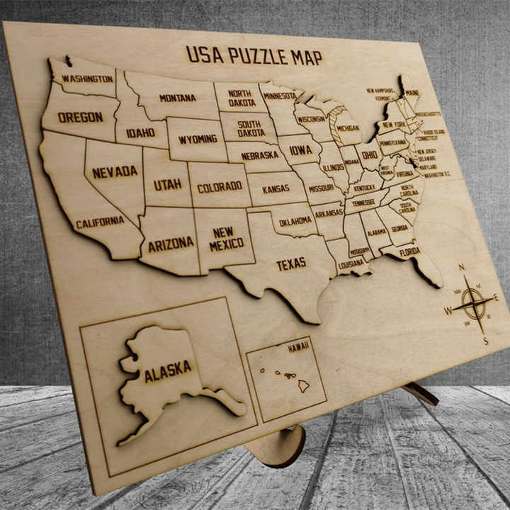 New Arrival 50 States Wood Puzzle United States Map USA Wooden Map for Home Decor