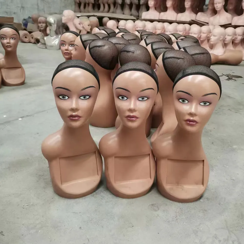 Exhibición de Maniquí de pie con hombro y extensiones de cabello de cabeza de maniquí sin hombro para exhibición de peluca
