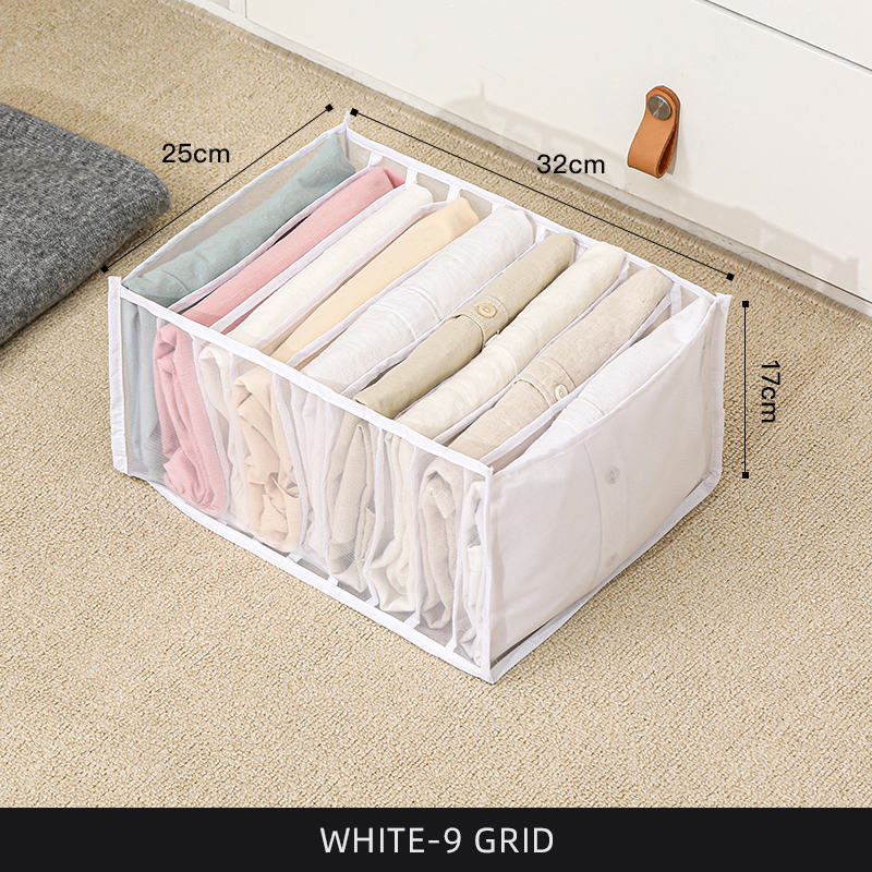 Boîte de rangement pour chemises et t-shirts, 9 compartiments, coloris blanc.