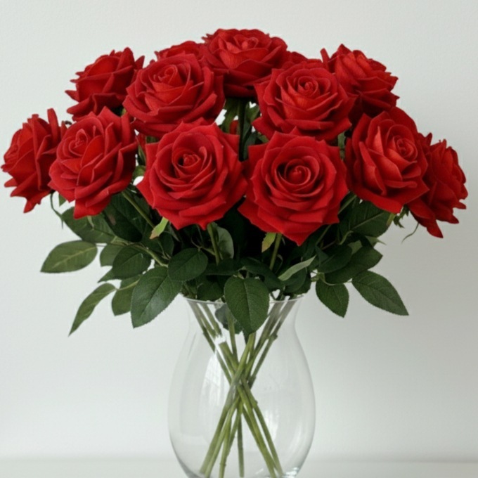 Velvet large horn rose-red-diameter 11 cm