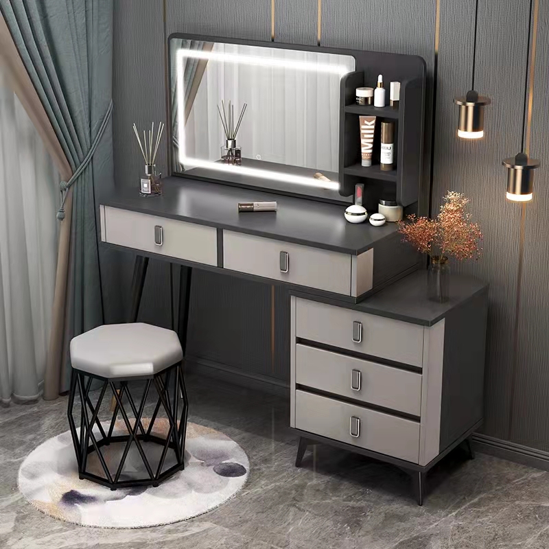 Modern and Simple Dressing Table Stores Cosmetics Saving Space