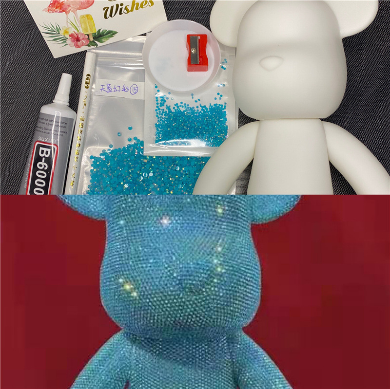 colorful Violent Bear Jelly Sky-Blue Rhinestone