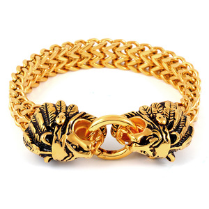 Ювелирный браслет с завода, новый дизайн, ювелирные изделия из нержавеющей стали, позолоченный, в форме черепа, для женщин, мужчин, подарок - Product Image 1