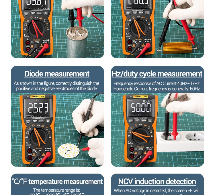 ANENG Q10 Pro Digital Multimeter 9999 Professional Tester Multimetro True RMS Analog DIY Transistor NCV Testers Lcr Meter