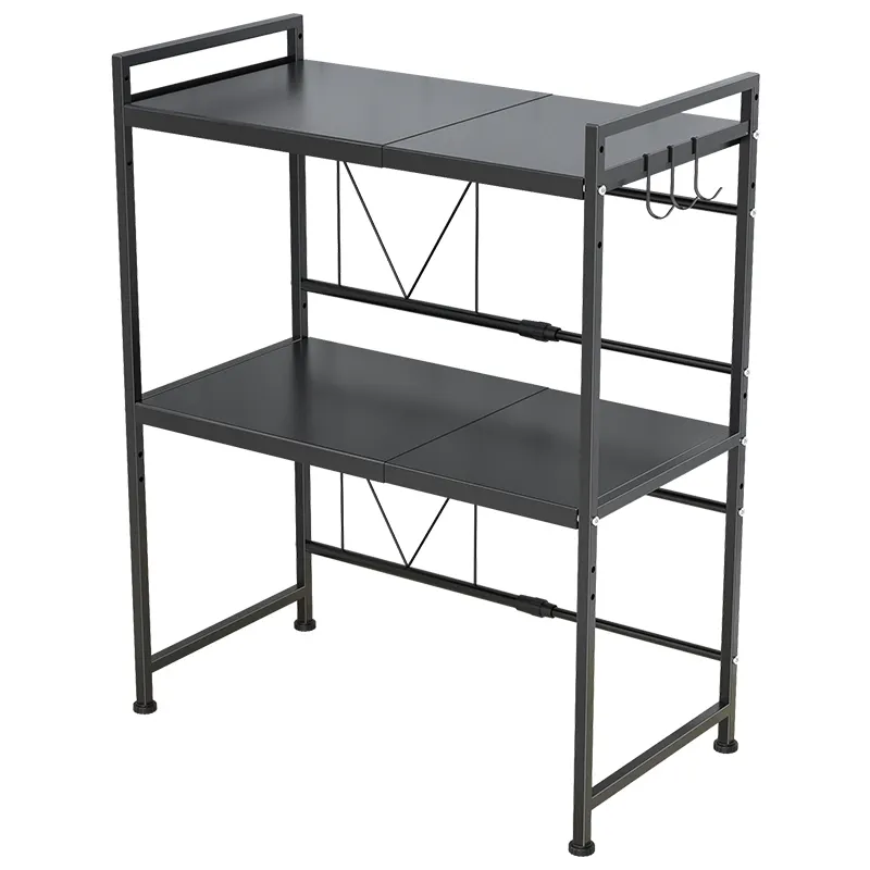 Di colore bianco e nero 3-tier mensola della cucina regolabile in larghezza e altezza Metallo Forno A Microonde Scaffale Cremagliera