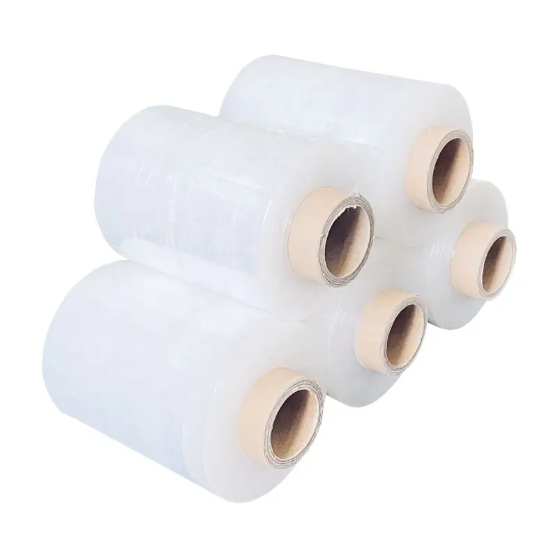 5 inch 80 gauge Plastic Wrap Pallet Film Moving Supplies Packaging Mini Stretch Wrap Film Roll with Handle