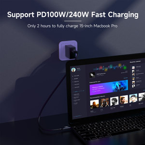 สายเคเบิล USB4แบบถักคู่เกลียวชาร์จเร็วฟังก์ชั่นการส่งข้อมูลวิดีโอขนาด40Gbps PD100W USB C ใช้งานได้เต็มรูปแบบ - Product Image 3