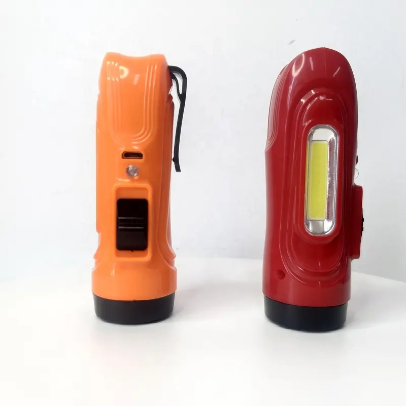 Mini lanterna led portátil, corpo de plástico, recarregável, alta potência, com clipe e lâmpada lateral