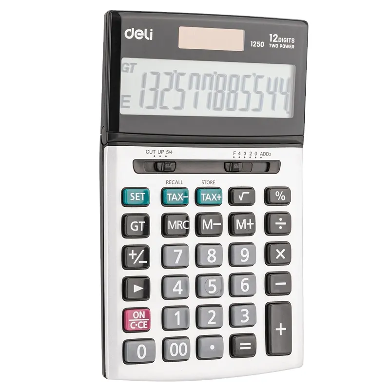 Deli E1250 Desktop Calculator Metal 12 Digit Tax Accounting Calculator