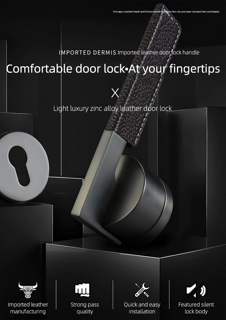 Factory Wholesale Hotel Lever Door Handle On Pearl Grey Pice Shape  Door Lock Set