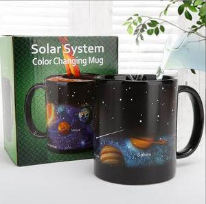 Creative Matte Black Color Change Heat Revealing Ceramic <strong>Coffee</strong> Cup Mug <strong>Star</strong> Solar System Color Changing Magic Ceramic Mug - Product Image 5