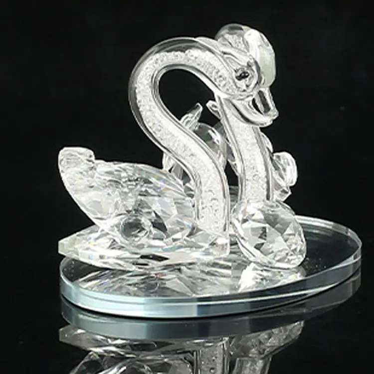 Venda por atacado de decoração de cristal, artesanato, cisne, para presentes de casamento