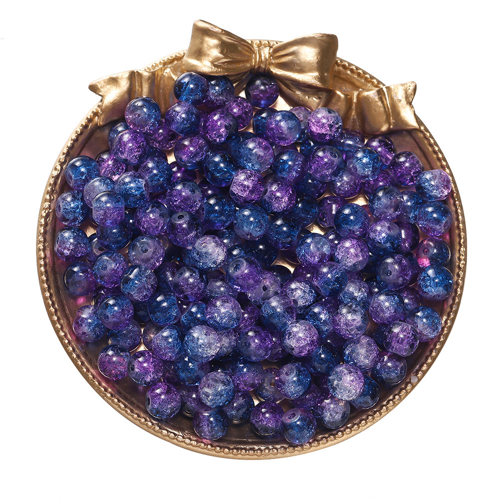 Perles de verre éclatantes bicolores - bleu-violet profond