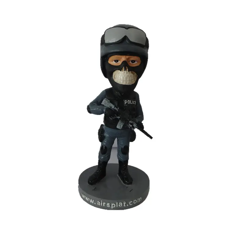 Polyresin tùy chỉnh thực hiện linh vật người lính quân đội quân sự bức tượng bobblehead Bobble đầu lắc lư gật đầu đầu