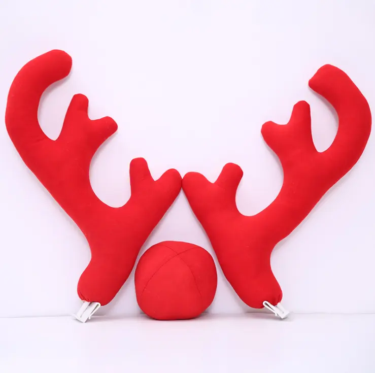 Super September Christmas Reindeer Antlers Car Decoration Kit Xmas Car Antlers & Nose Decorations