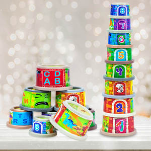 Montessori phong cách 8 cái chất lượng cao xếp chồng ly đồ chơi để phân loại và xếp chồng trẻ em tắm stackers hộp đóng gói - Product Image 3