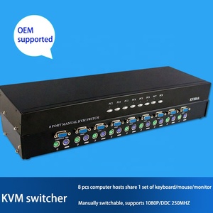 8端口KVM交换机VGA PS2控制台8进1出带按钮连接打印机键盘鼠标显示设备