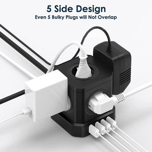 Adaptador de viaje portátil 220V-250V 16A Europa con 5 enchufes de pared multienchufe y 4 puertos de salida USB a para viajes europeos - Product Image 2