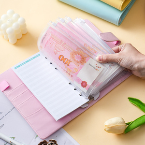 A6 Loose-leaf Notebook Handbook with 6 Rings <strong>Budget</strong> Loose-leaf Binder PVC Cover Cash Envelope Planner Journal <strong>Gifts</strong> - Product Image 4
