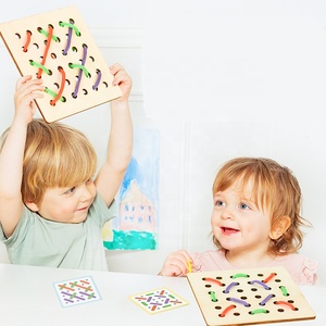 Divertente gioco di apprendimento di concentrazione di pensiero logico Roping formazione precoce legno filettatura per bambini giocattolo allacciatura - Product Image 5