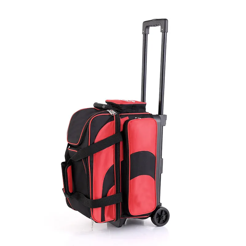 High Quality Bowling Sport Bag Water Resistant Double Ball Bowling Trolley Bag With Extra Storage Pockets