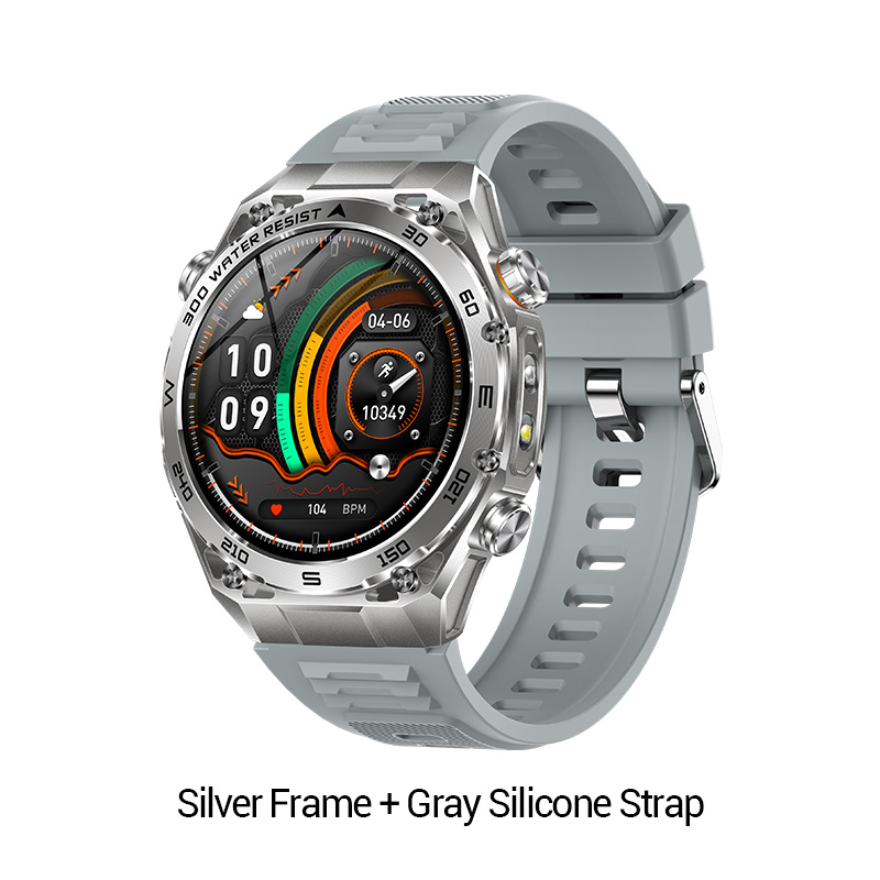 Cadre argenté + bracelet en silicone gris