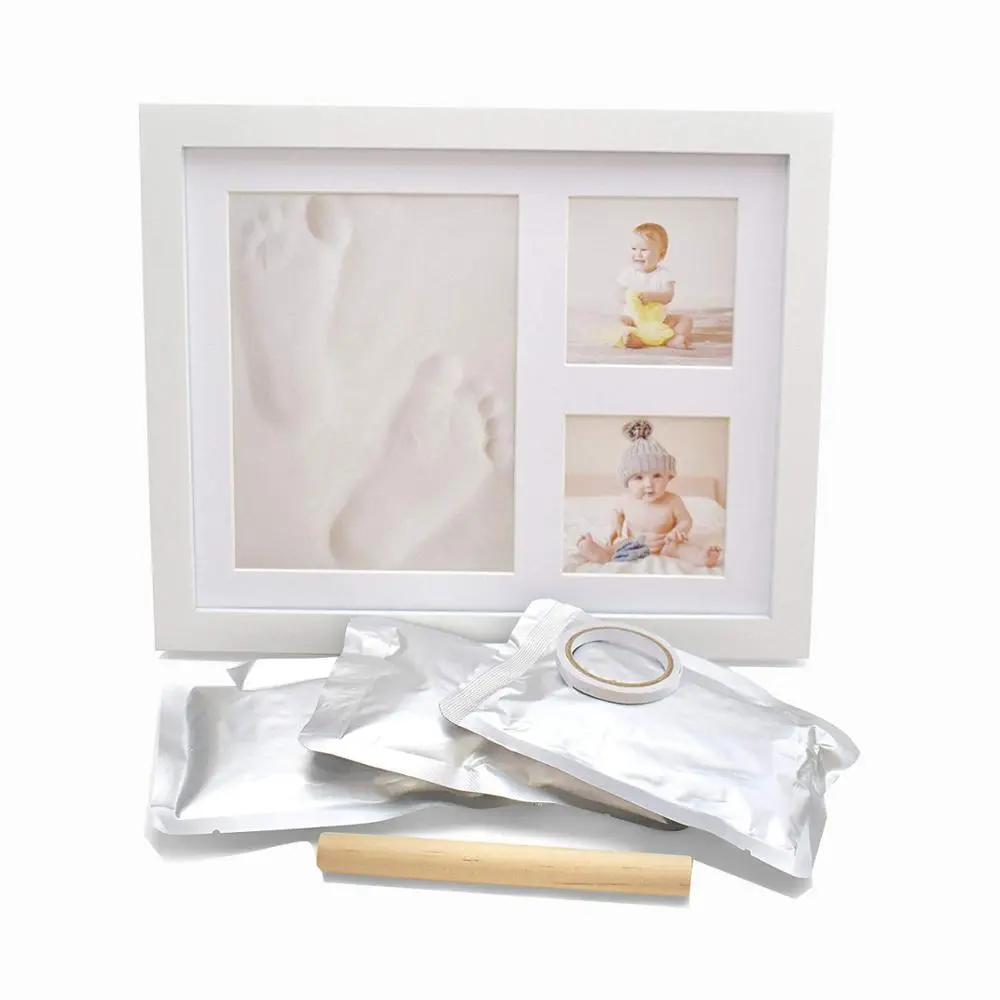 Op Maat Gemaakte Babyklei Handafdruk En Voetafdruk Kit Houten Fotolijst Voor Pasgeboren Cadeau