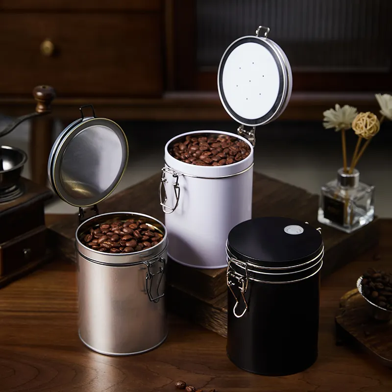 Noix hermétiques de qualité alimentaire grains de café boîte de conserve pot boîte d'emballage avec vanne de dégazage
