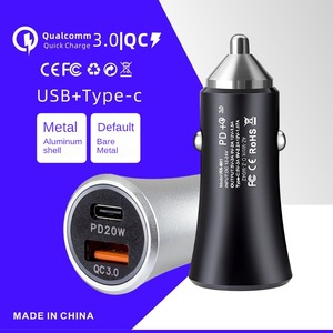 38W gri renk hızlı araba şarjı PD 20W QC 3.0 çift 2 Port araç şarj hızlı şarj Usb ve C tipi elektrikli On-board şarj - Product Image 4