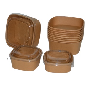 Customizable Kraft <strong>Paper</strong> <strong>Container</strong> Single Use 500 ml 650 ml 1000 ml and 1320 ml square Salad <strong>Paper</strong> Box Bowl with <strong>Paper</strong> or Plasti - Product Image 2