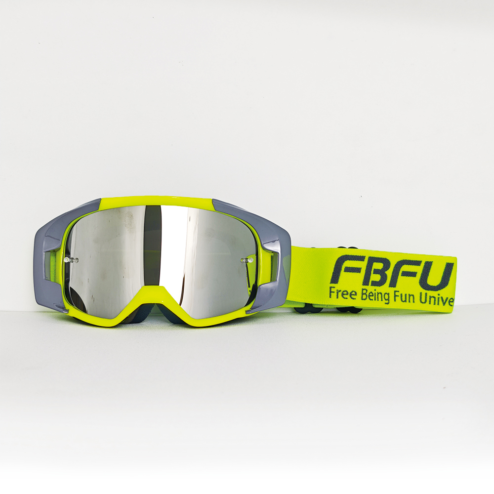 Lunettes argentées à monture grise et jaune