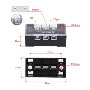 Fabricante 600V TB Series Terminales de tornillo de valla de tipo fijo 15A 25A 45A Bloque de terminales de barrera de doble fila - Product Image 2
