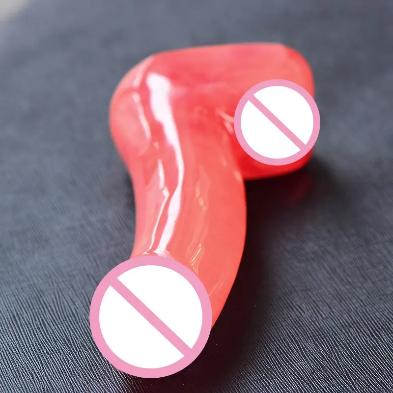 Pene Artificial realista hecho a mano para mujer, consoladores de cristal de fusión rojo Natural tallado