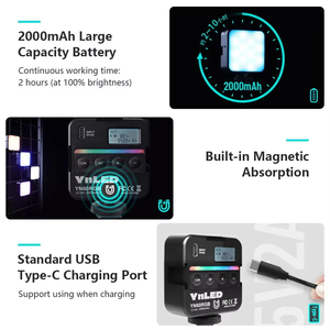 YN60RGB tam renkli RGB LED Video işığı 2500K-9000K 2000mAh tip-c kamera ışığı - Product Image 5