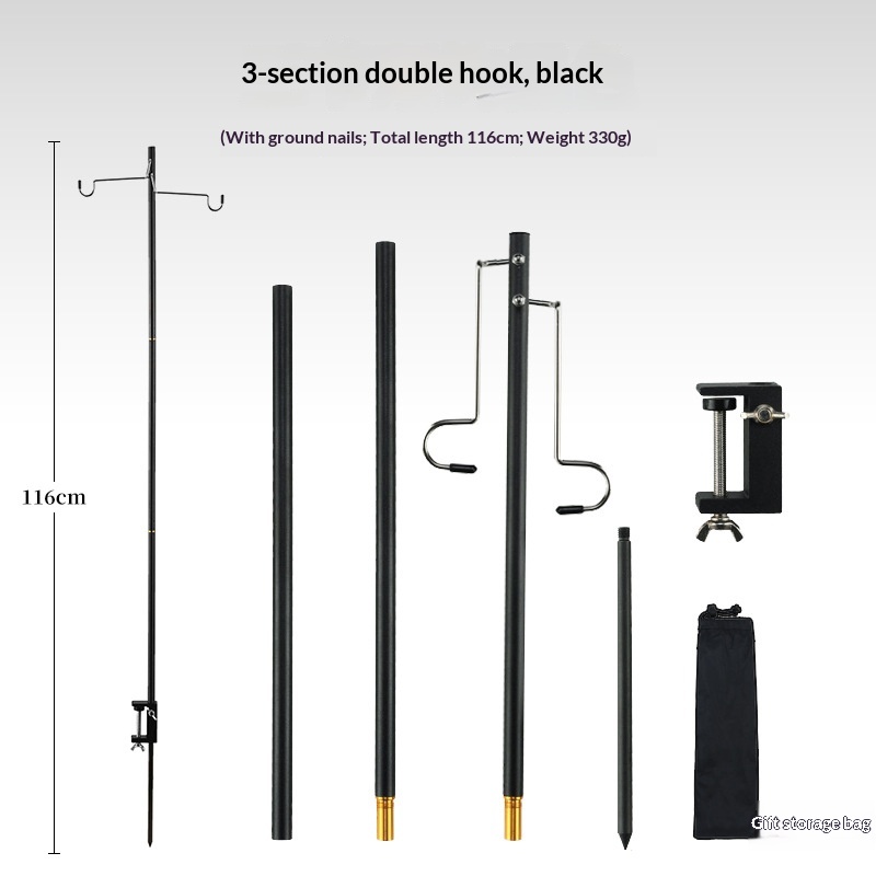 Three section double hook black (with ground nail)