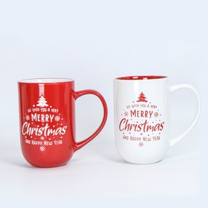 OEM Logotipo Personalizado Impresso Festival Natal Floco De Neve Copo De Porcelana Grande Tamanho Alta Caneca De Café De Cerâmica