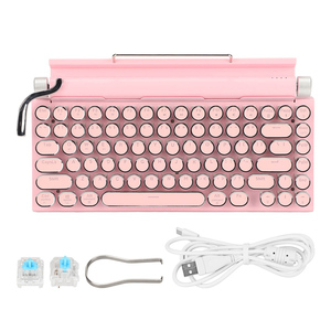 Teclado de máquina de escribir Retro para iPad Laptop, teclas redondas iluminadas, Teclado mecánico inalámbrico para juegos, el mejor teclado de programación