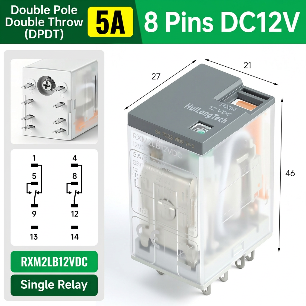 RXM2LB2JD 8 broches DC12V 5A