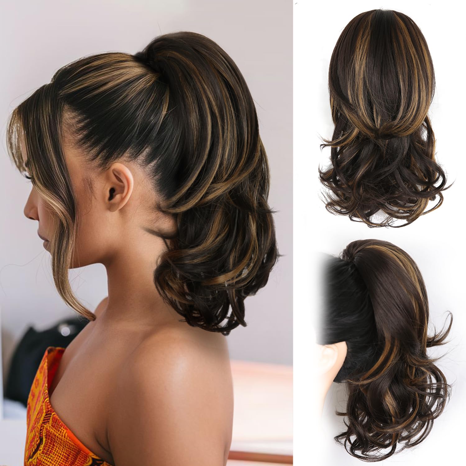 Reflets blonds brun foncé-miel