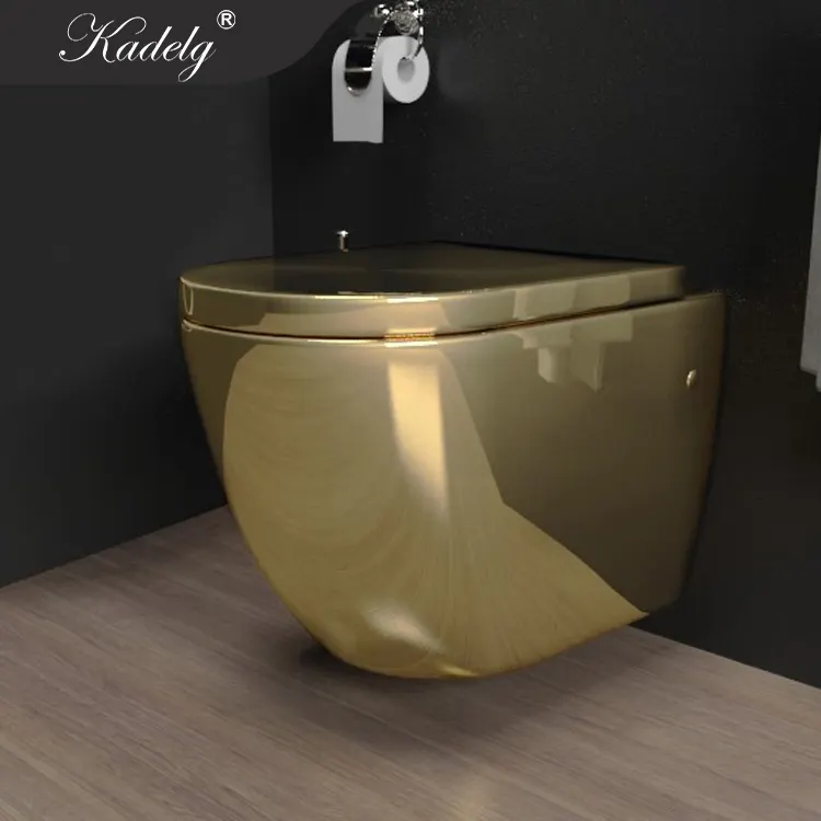 Toilettes de luxe en or au design moderne haut de gamme articles sanitaires en céramique toilette une pièce en filigrane Comode