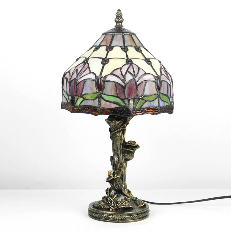 LongHuiJing Tiffany Style Floral Pattern Stained Glass Table Lamp