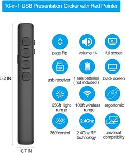 Clicker con presentazione remota PowerPoint-Clicker presentatore Wireless con puntatore e Advancer Slide USB - PPT - Product Image 3