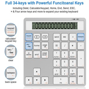 MINI Ergonomic Bt 2.4G Dual Mode Wireless <strong>Numeric</strong> <strong>Keyboard</strong> Calculator 2in1 Portable Wireless Number <strong>Keypad</strong> for Win/Mac